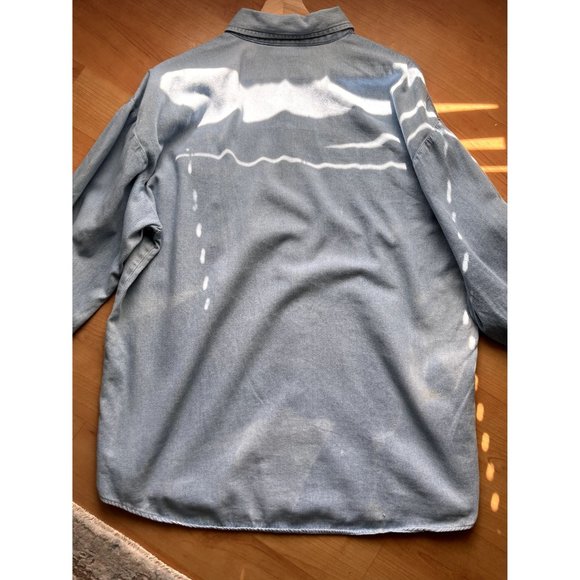 VINTAGE LOONEY TUNES DENIM LONG SLEEVE BUTTON UP SHIRT SIZE LARGE 90S Y2K HYPE - Picture 7 of 8